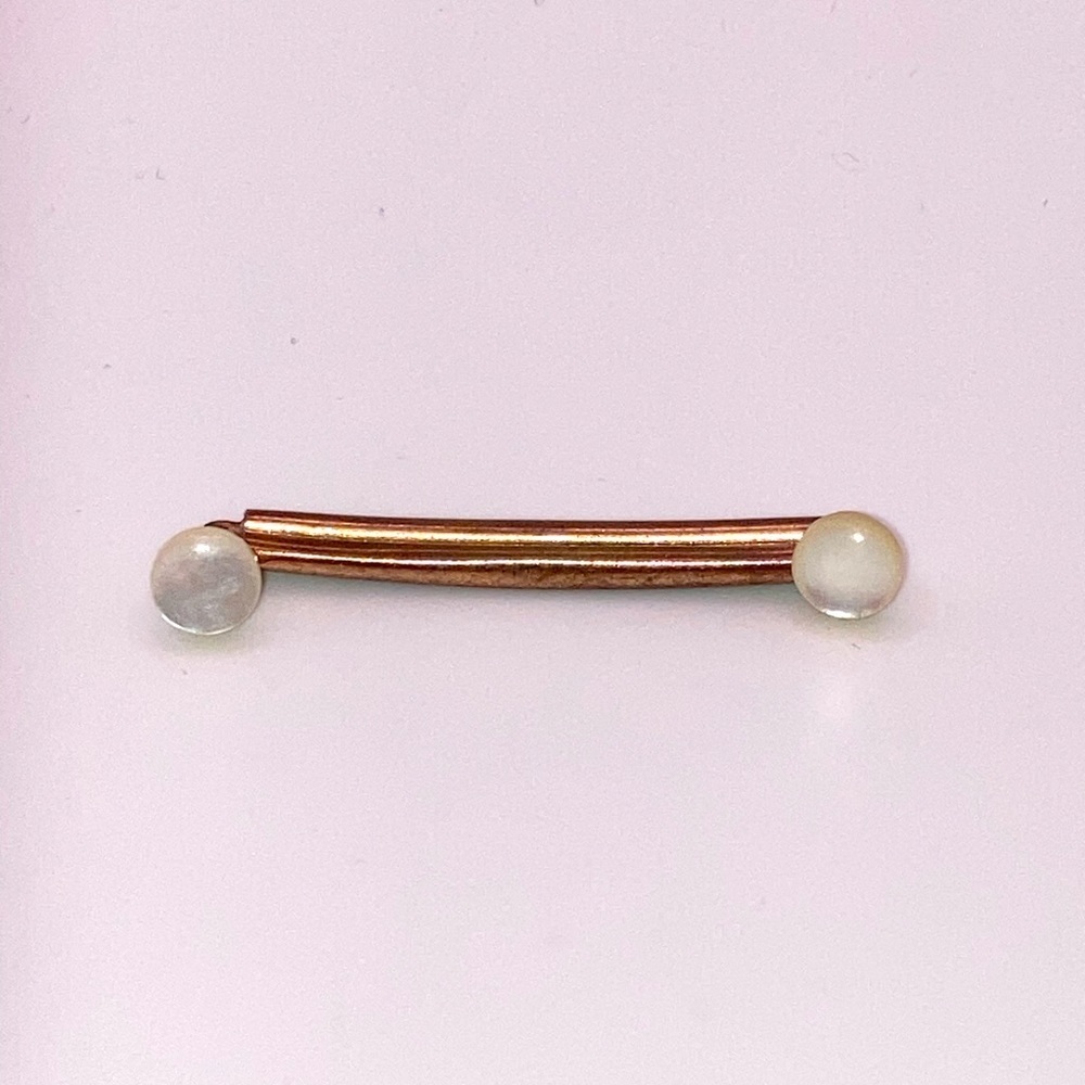 Antique Edwardian Mother of Pearl MOP Tip Collar Pin Patent Nov 6 1906 / 2.1”